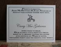 Tricycle birth announcement